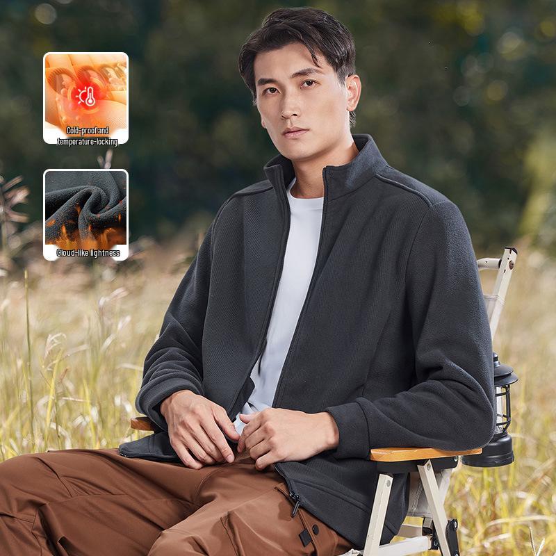 Herrjacka i antistatisk manchesterfleece med ståkrage