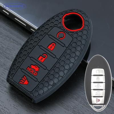 For Nissan Altima Murano Rogue Sentra Pathfinder Armada Maxima 5-Button Silicone Key Fob Cover Case Protective Skin Holder