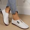 Summer Genuine Leather Women Shoes New Off White Non-slip Mommy Shoes Woman Flats Fashion Ladies Casuals Shoes Zapatos De Mujer