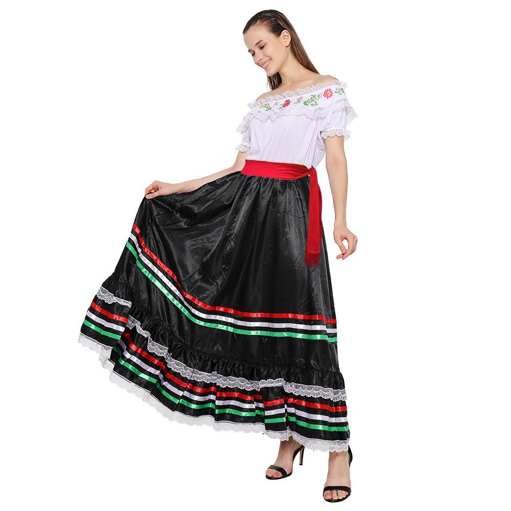 Womens Ethnic Western Dress With Lace And Embroidery Design For Halloween Daily