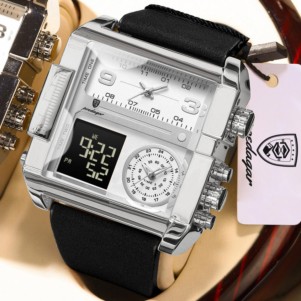 POEDAGAR Fashion Sports Digital Male Wristwatch Date Week Waterproof Luminous Casual Clock Electronic Quartz Watches