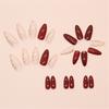 24pcs Acrylic Press On Nail Full Cover False Nail Short Almond Glossy Stripes Designs Artificial Nail Easy Application