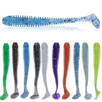 10 pz/lotto Esca In Gomma Morbida Richiamo di Pesca Wobbler Verme Morbido Pesca Alla Carpa Artificiale Silicone Swimbait