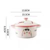 Ceramic Kitchen Bowl Baby Food Supplement Bowl Dinnerware Noodle Ramen Fruit Salad Steamed Egg Bowl Microwave Tableware with Lid