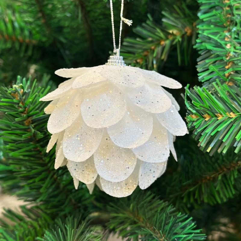 

1 шт. Новогодние украшения 2026 Новогоднее подвесное украшение Праздничные принадлежности Рождественский шар Сделай сам Белый лепесток Рождественское украшение Пена