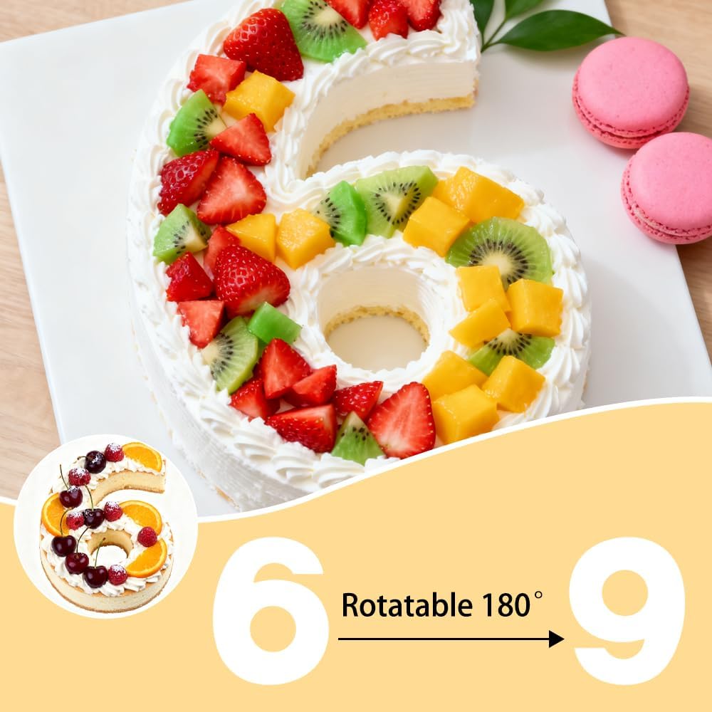 Number Cake Mold Baking Forms Moulds, 9 Pieces 0-8 Cake Number Stencils, 12 Inch Numbers Cake Pans, Flat Plastic Mold Numerical Templates Cutting for
