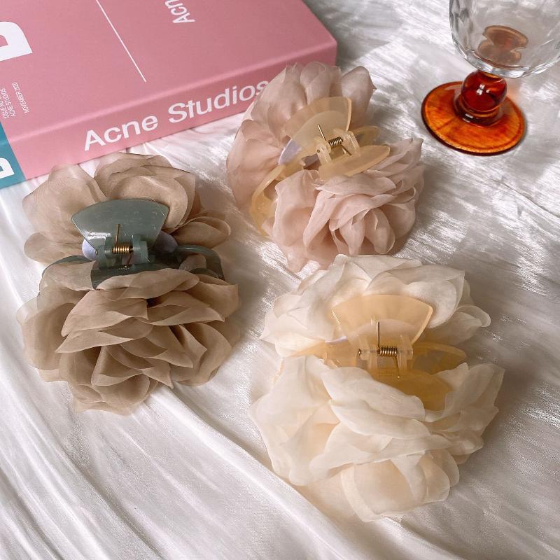 INS Sweet Flower Claw Clip Sweet Chiffon Flower Shark Clip Hair Clip Clamp Barrettes Sweet Hair For Women Hair Accessories