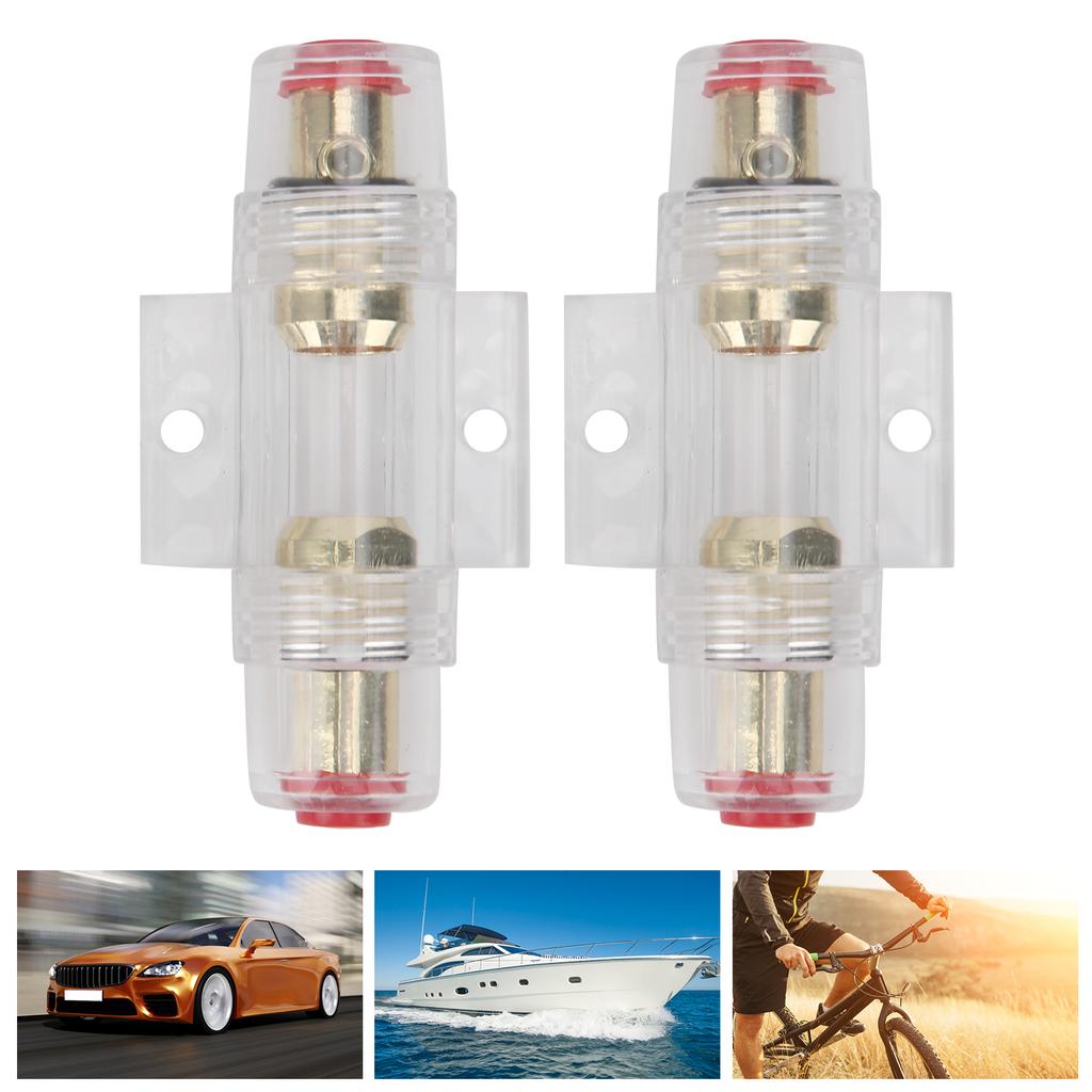 2Pcs Car Audio AGU Fuse Holder W60A 80A Fuses Fuseholder for 4 6 8 Gauge Wire 12?24V