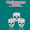 1 Pcs Black or White Plastic Candy Jar Skull Witch Cauldron Candy Kettle Halloween Party Hanging Props Halloween Decor