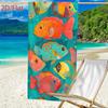 Colorful Fish Oversized Microfiber Towel, Soft Lightweight Sand Free for Travel Picnic