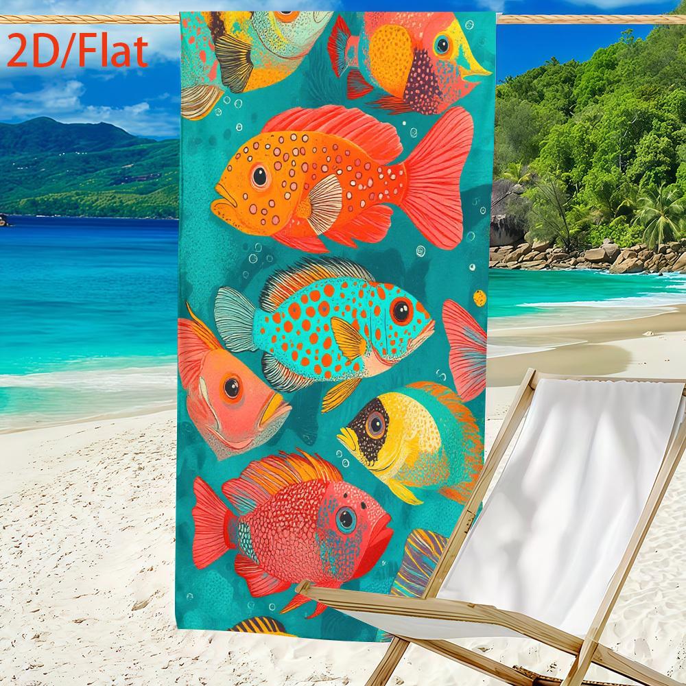Colorful Fish Oversized Microfiber Towel, Soft Lightweight Sand Free for Travel Picnic