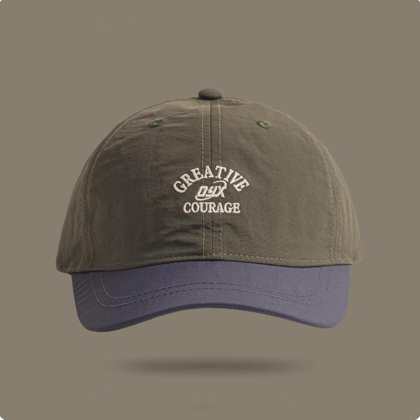 Short Brim Running Baseball Cap Unisex Quick-Dry Mesh Letter Decor Retro Fashion Color Block Outdoor Hat