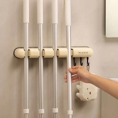 Mop and Broom Organizer Mop Holder Rack Mop Holder Wall Mounted Strong Broom Holder Self With 3 Hooks Organizers Hang Broom