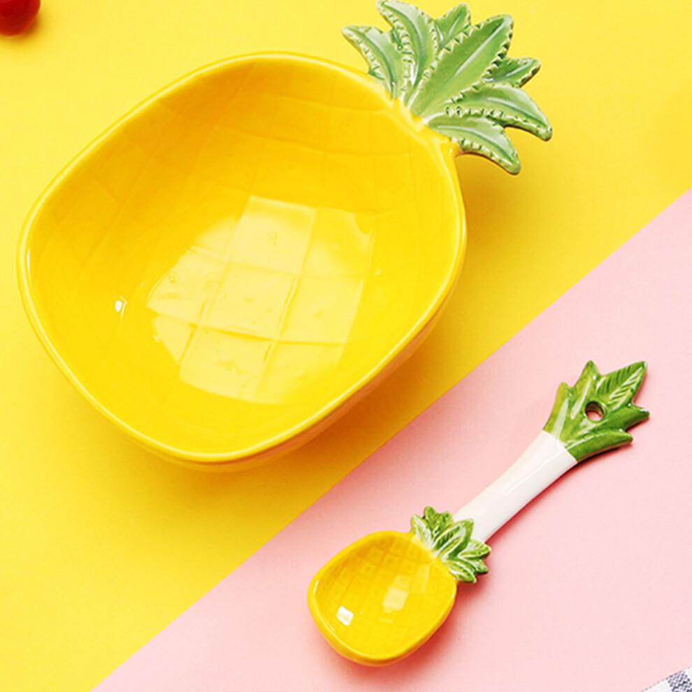 Pineapple Salad Bowl Ceramic Kid Rice Bowl With Spoon 300ml