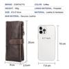 CONTACT'S Genuine Leather Men Long Wallet Phone Bag Zipper Coin Pocket Purse Male Clutch Wallet