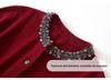 Women's Round Neck Cashmere Beaded Knit Cardigan - Autumn/Winter Solid Color Long Sleeve Versatile Fashion Sweater