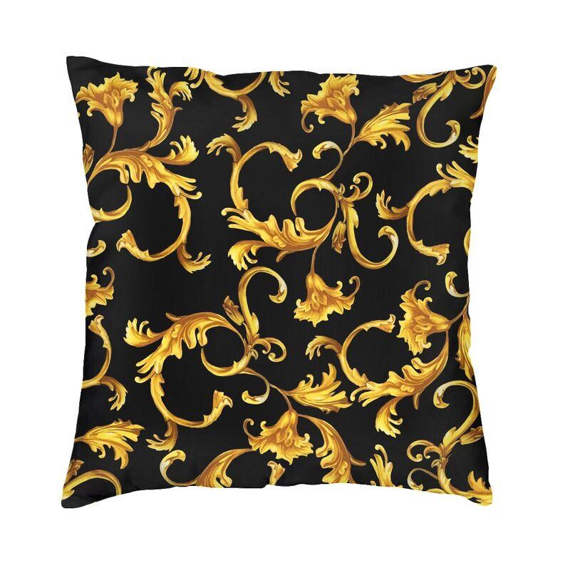 Golden Baroque Elegance Style Square Pillowcover Home Decorative Cushion Cover Throw Pillow for Car Doublesided Printing