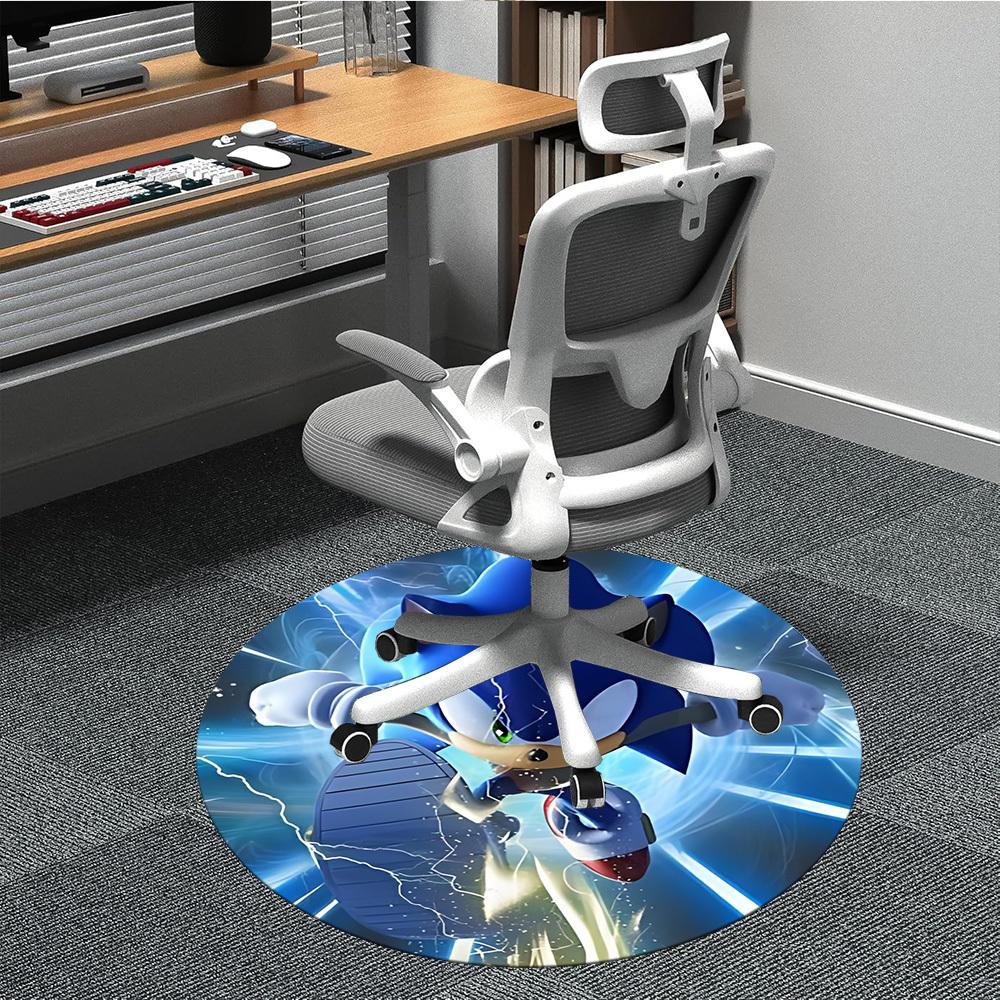 

1PC Sonic the Hedgehog Office Round Rug, Non-slip, Soft and Durable Office Rug for Interior Decoration, Perfect for Office yy250915113 80cm by 80cm
