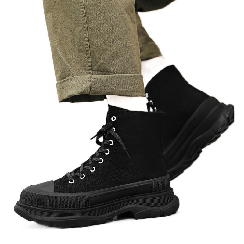 Invisible Inner Heightening High-top Board Shoes Heightening Shoes Casual Canvas Platform Tide Shoes COS