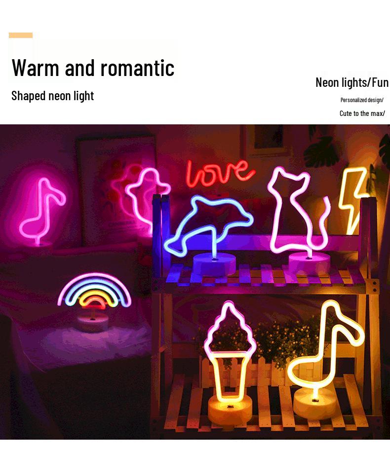 Korean Style Flamingo LED Neon Night Light - Decorative Christmas Fairy Accent with Round Base