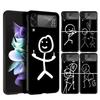 Cartoon Stickman Matchman Cover Phone Case For Samsung Galaxy Z Flip 7 6 5 4 3 5G Flip7 Flip6 Flip5 Flip4 Flip3 Black Fundas She