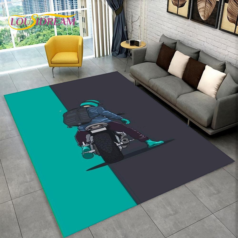 3D Motorcycle Racing Area Rug Large,Carpet Rug for Home Living Room Bedroom Sofa Doormat Decoration,Kid Play Non-slip Floor Mat