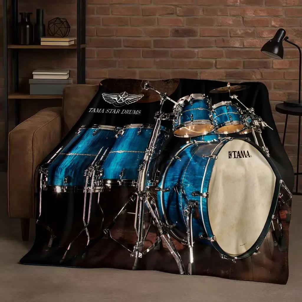 26 Style TAMA Drum Kit Drum Set Music Instruments Flannel Blanket,Ultra Soft Plush Throw for Home Bedroom Bed Sofa Cover Kids