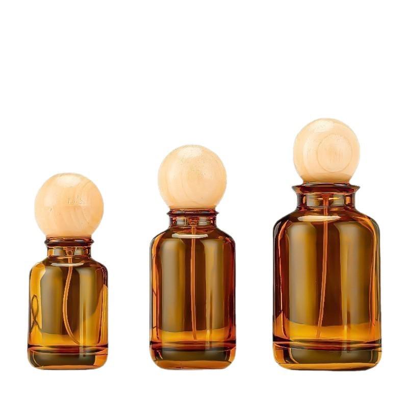 Brown Glass Perfume Spray Bottle - Transparent Refillable Cosmetic Bottle