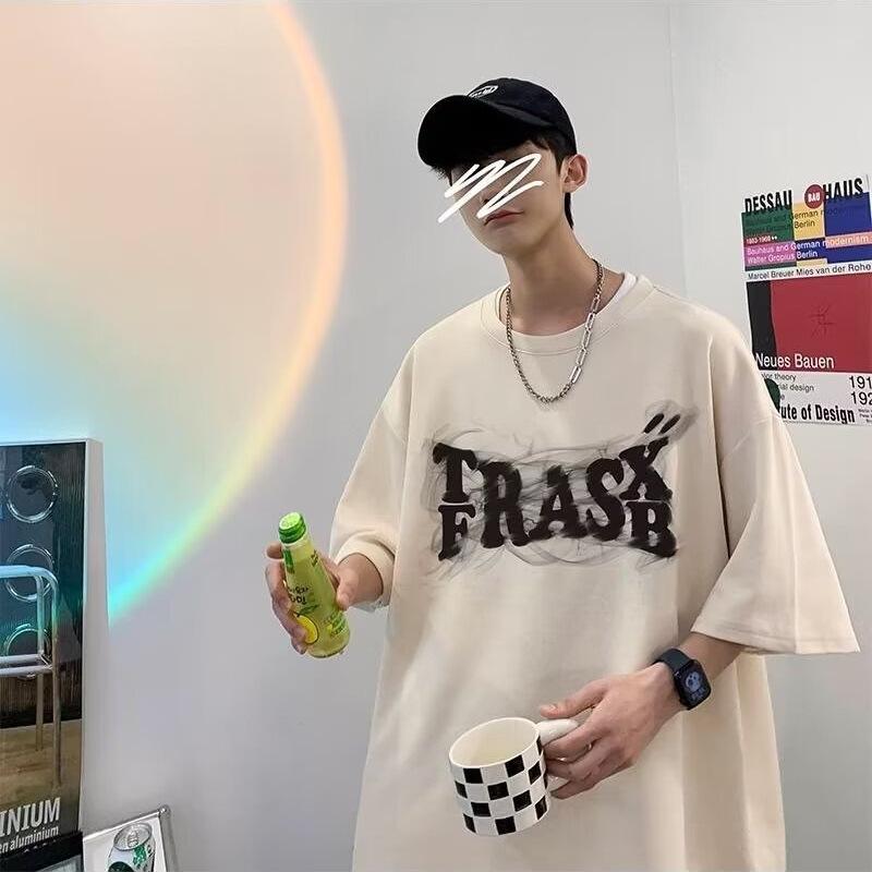 Men's Summer Trendy American-European Loose Fit Graphic T-Shirt, Plus Size Available