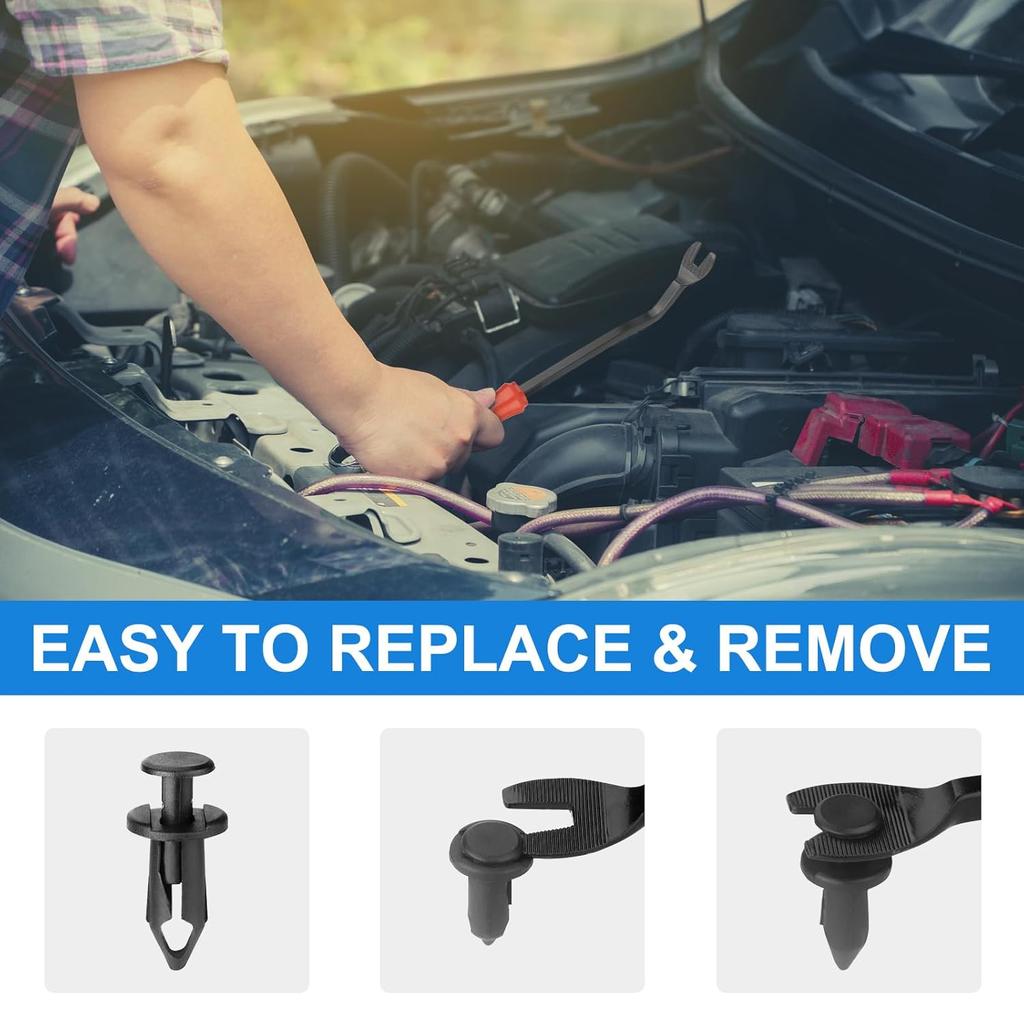 100PCS Nylon Body Fastener Rivets, Mudguard Clip Body Rivet Replacement Parts, Suitable For Multiple Models Such As ATV, UTV, Honda, Etc