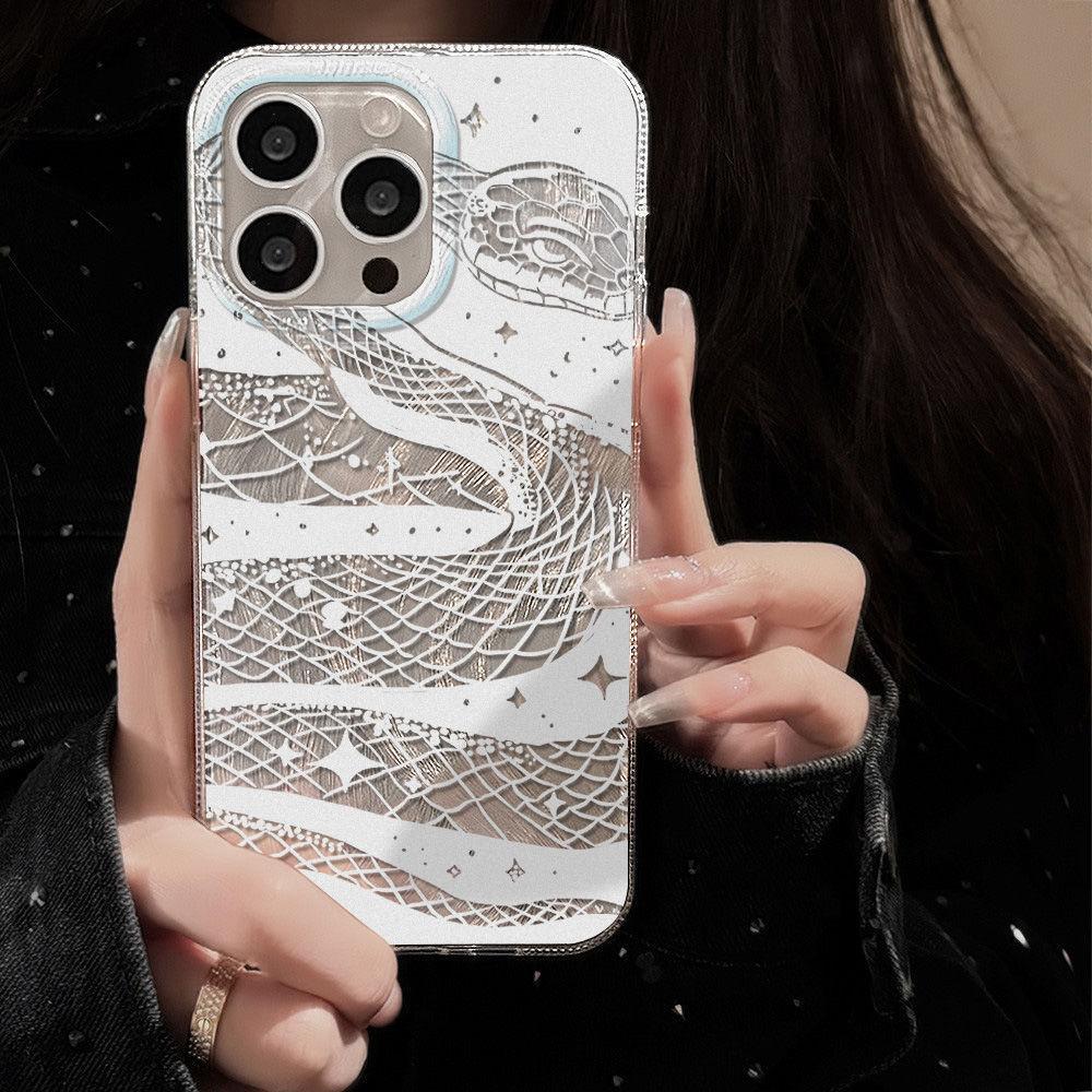 White hollow snake, suitable for iPhone17promaxIMD feather yarn mobile phone case, Apple 16 factory 14/13 delivery