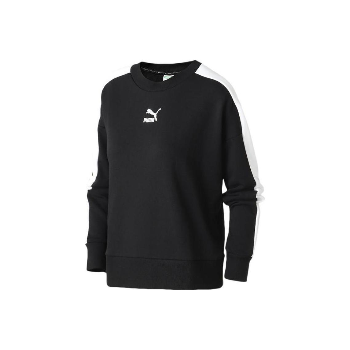 Puma Женский свитшот Classics T7 Crew Regular Fit с принтом логотипа, черный 599226-01 L