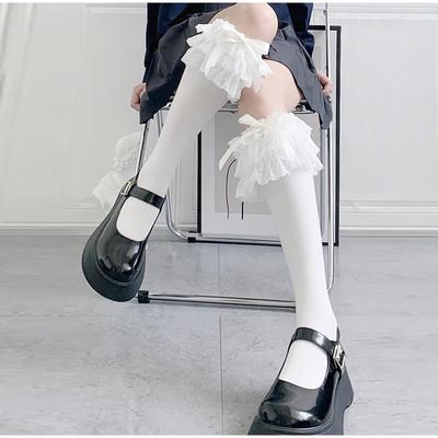 Lolita Spitzenstrümpfe für Damen, süßer, kniehoher, elastischer, langer Strumpf