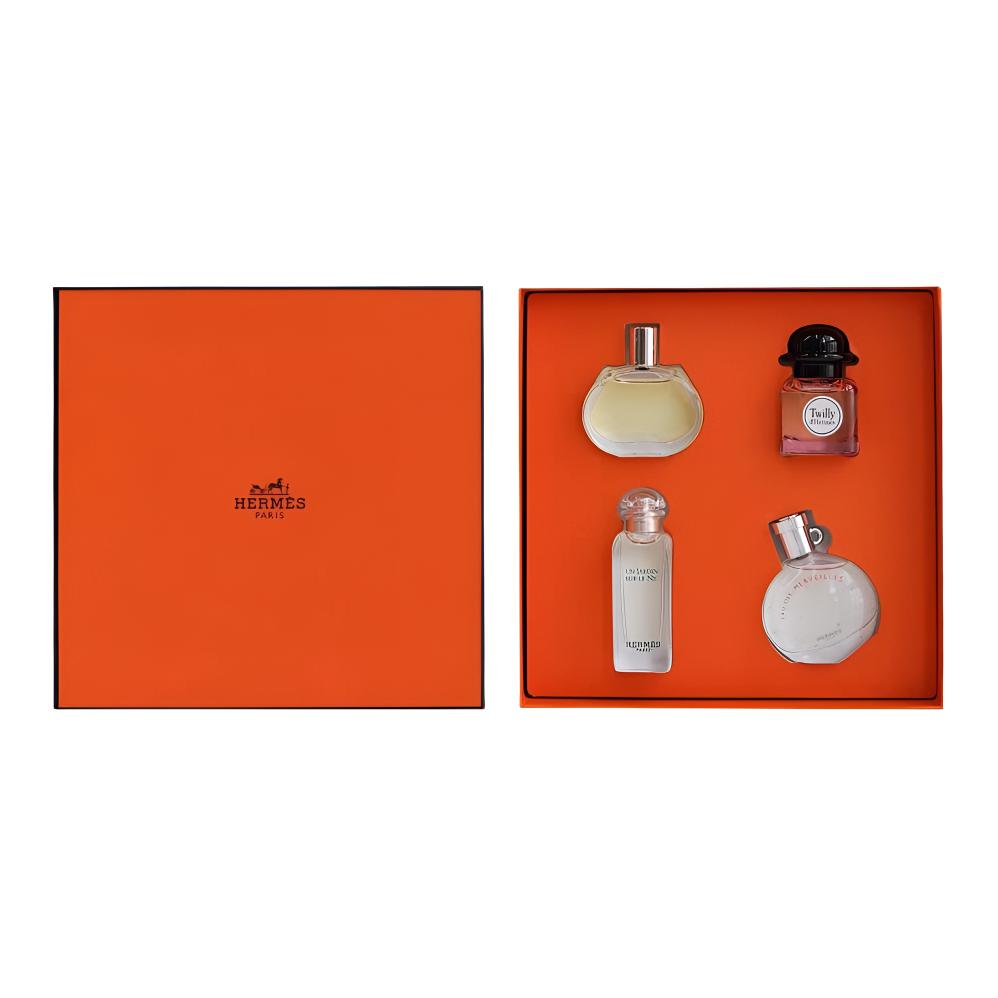 HERMES Perfume Sample Set Nile Garden+Bachni+Women s Silk Scarf+Orange Starlight, Eau De Parfum Eau De Toilette 7.5ml*4