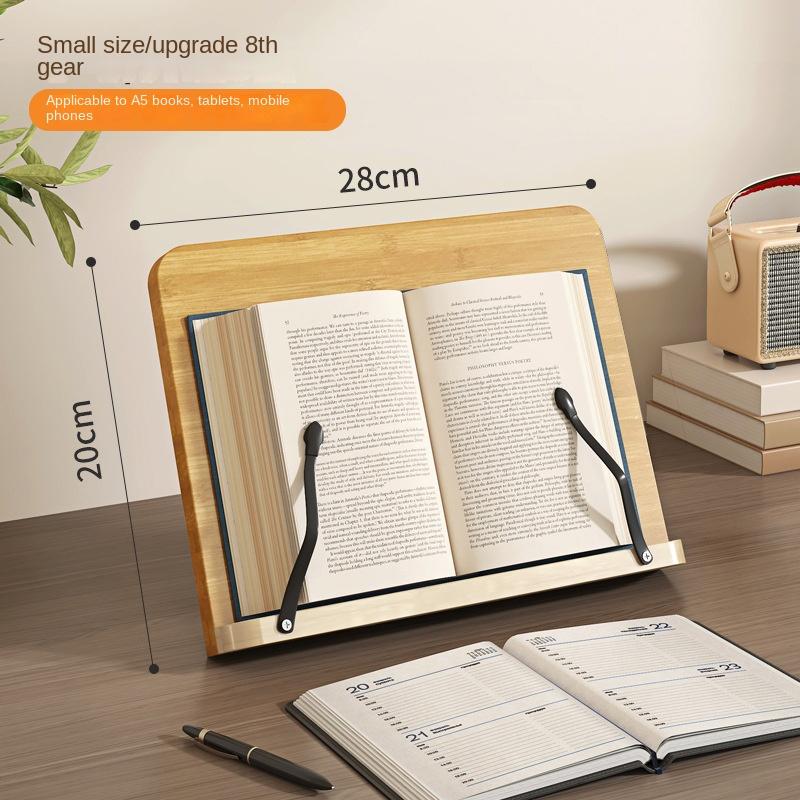 Adjustable Desk Bookstand Wooden Bookshelf Book Holder Reading Rest Computer Stand Reading Rack Foldable Book Holder Tray