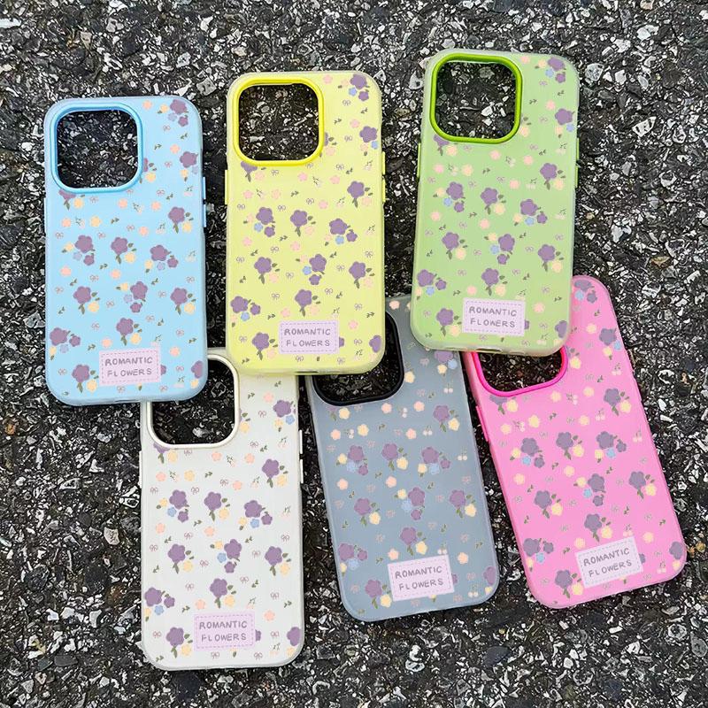 Aesthetic Cute Flower Pattern Design 2 In 1 Matte Phone Case For iPhone 17 16 Pro Max Air XS X XR 15 14 13 12 11 16 Plus Cover