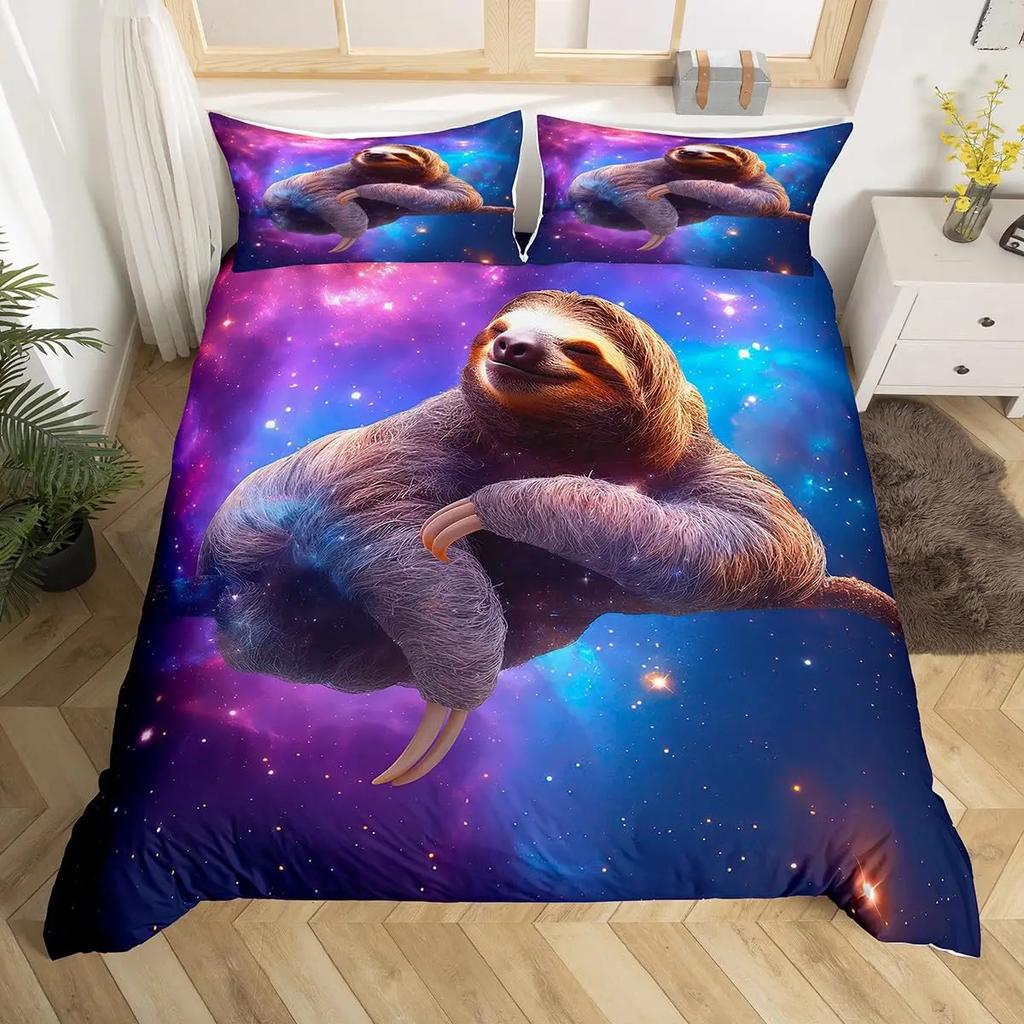 Boys Girls 3D Animal Themed Lovely Duvet Cover 2/3 Pcs Kids Cute Sloth Duvet Cover Set Cartoon Sloth Printed Comforter Covers