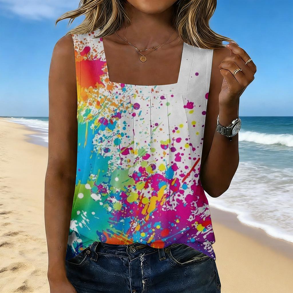 Women's Fashionable Casual Vintage Print Tank Top