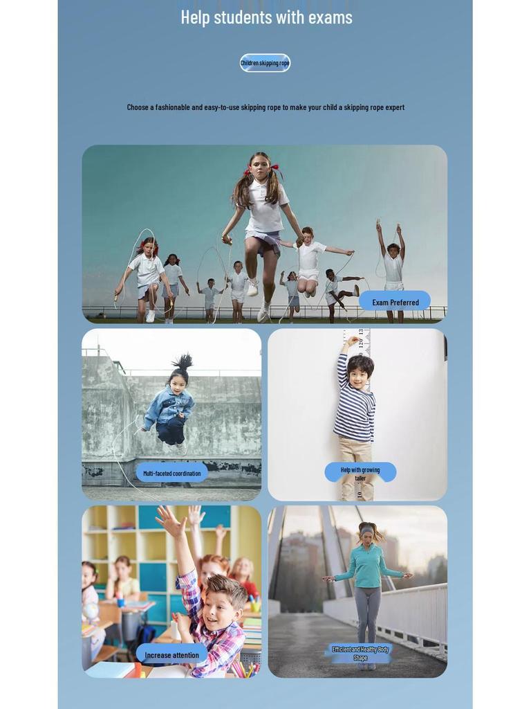 Adjustable Bamboo Jump Rope for Young Beginners - Perfect for Elementary and Kindergarten Students