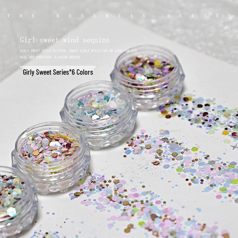 Sweet Glitter Nail Art: Hexagon Sequins Mix