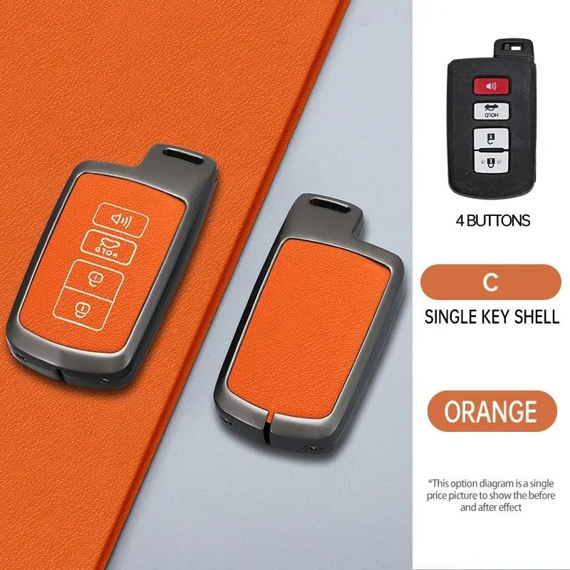 

Zinc Alloy Leather Car Key Case Keychain Suitable for Toyota Camry Corolla Avalon Rav4 Land Cruiser Smart Key Case 2/3/4 Buttons