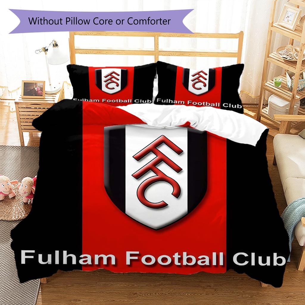 Fulham F.C Teppichmuster Bettwäsche Steppdecke Set Bettbezug Kissenbezug Heimdekoration Geburtstagsgeschenk (1 Bettbezug + 2 Kissenbezüge, ohne Füllung)