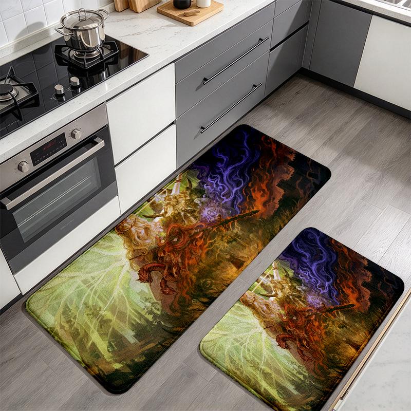 Elden Flannel Kitchen Mat Christmas Soft Area Rug Non Slip Floor Carpet Home Decoration