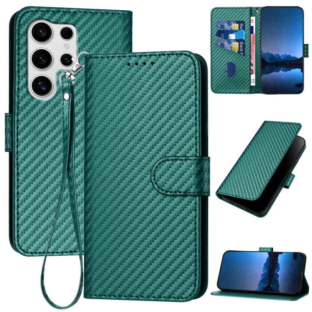 YX0070 For Samsung Galaxy S25 Ultra Wallet Case Carbon Fiber Texture Leather Cell Accessories Phone Cover