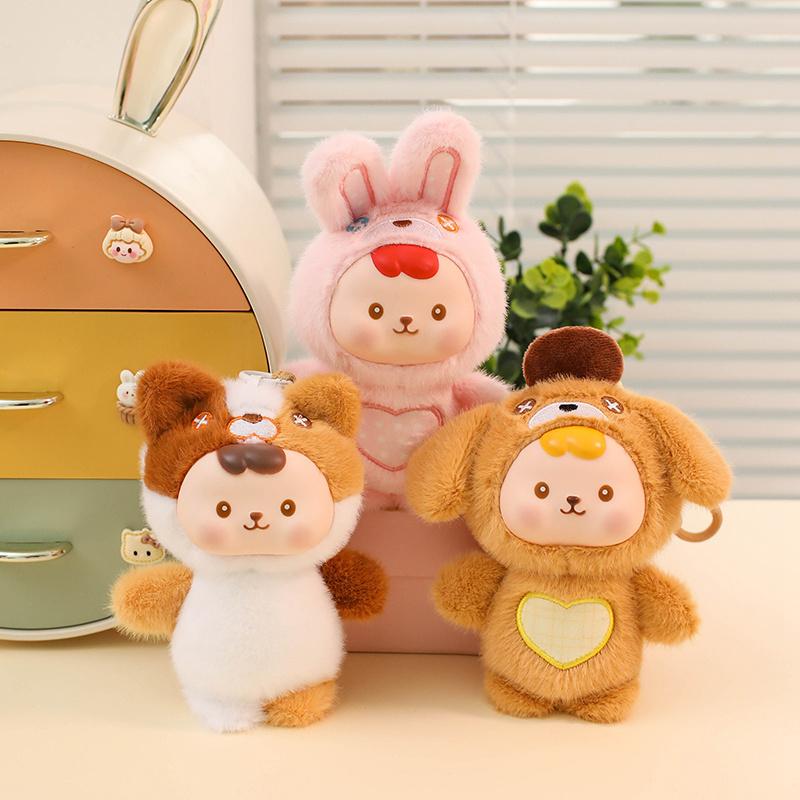 Cartoon Rabbit Panda Cat Dog Elf Plush Toys Cute Baby Animal Pendants Soft Cozy Hanging Decor Car Keychain Backpack Decor