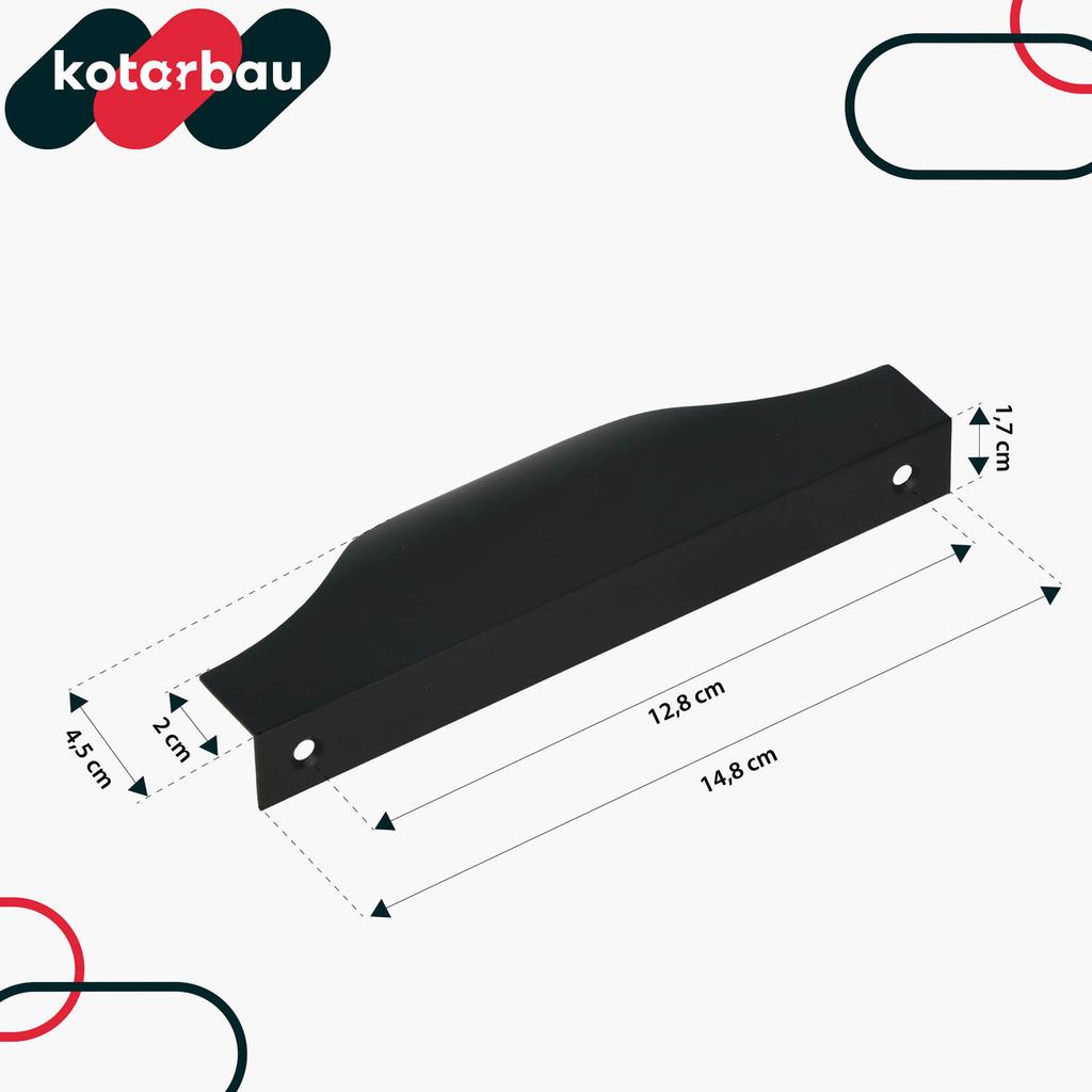 Modern Edge Furniture Handle Aluminum Matte Black 128/148 Mm