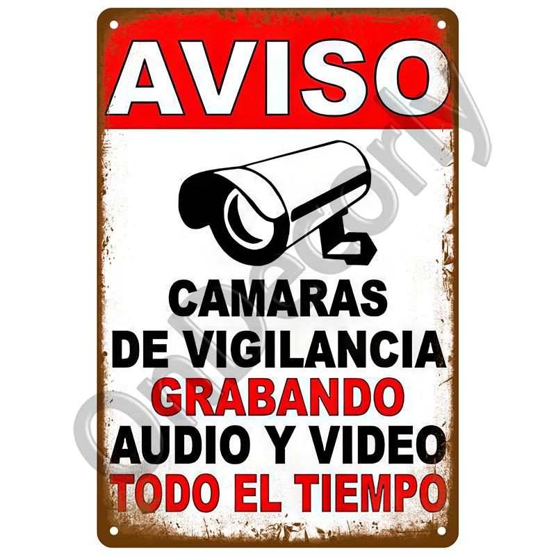 Bar Warning CCTV Tin Signs Vintage Metal Sign Poster Plate Wall Decor Art For Garage Cafe Plaque Notice 24 Hour Security Camera