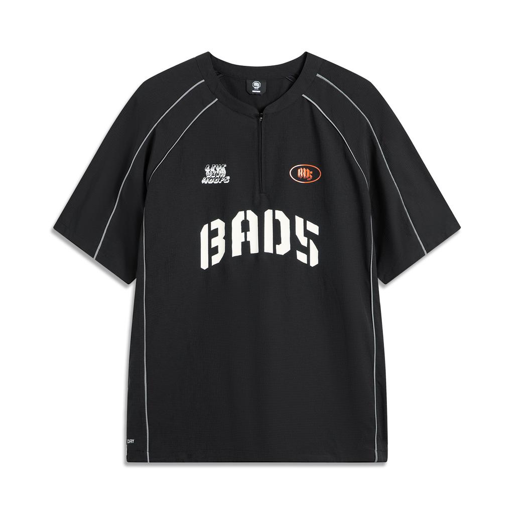 Li Ning Basketball Series Letter Bequem Atmungsaktiv Vielseitig Kurzarm T-Shirt Herren Tops Schwarz ATSV023-8