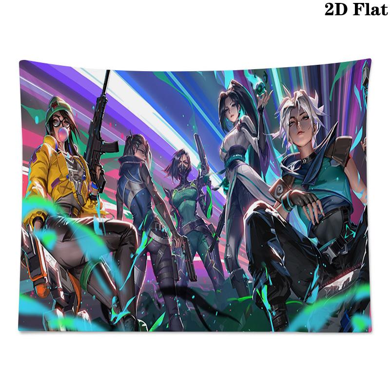 Valorant Game Wall Tapestry Aesthetic Wall Hanging Printed Fabric Blanket Decorative Tapestries for Bedroom Living Room Home Decor