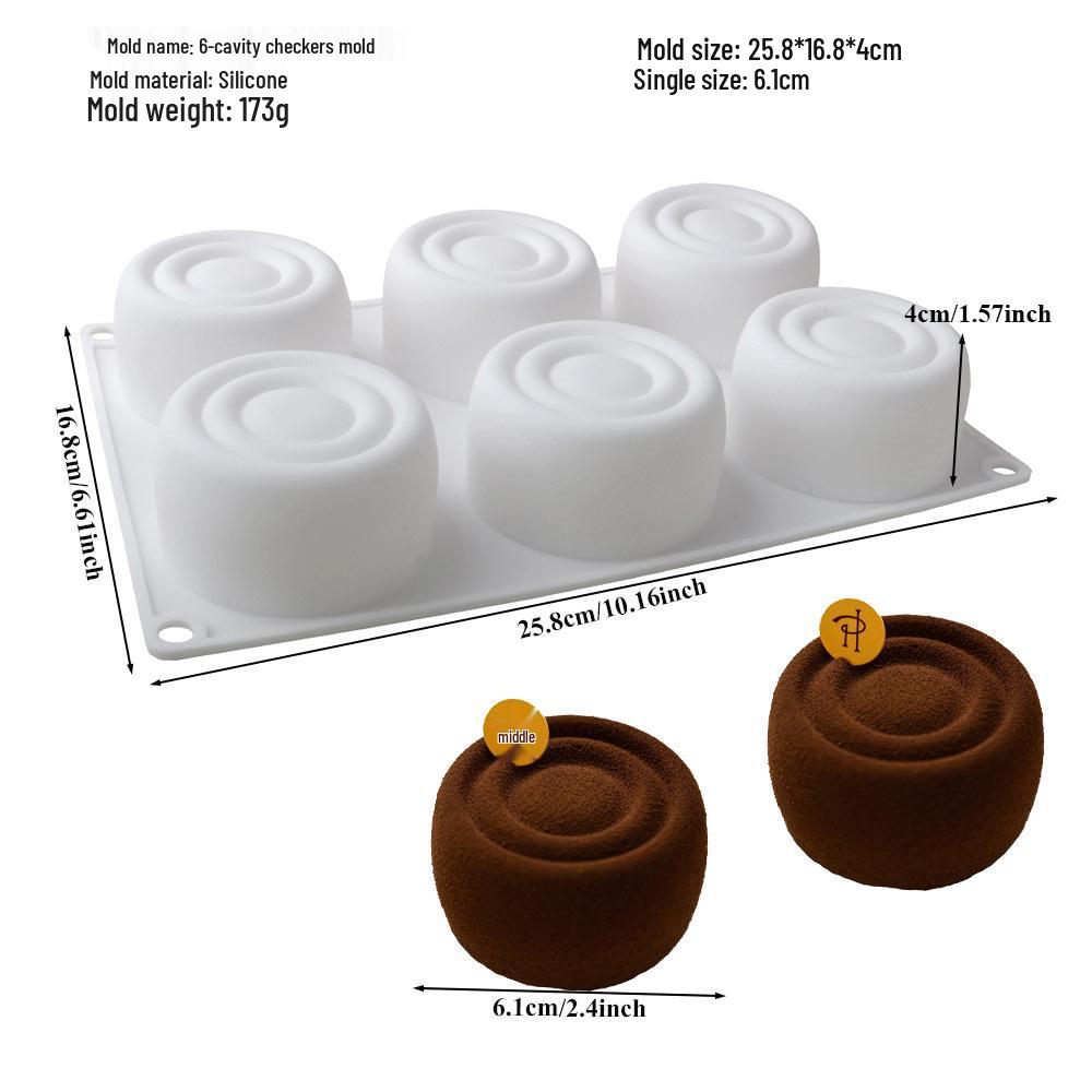 Moule à Gâteau Mousse et Bûche Dessert en Silicone 6 Cavités
